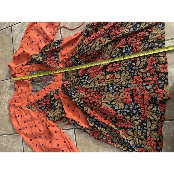 Free People Printed Rayon Tie Dress Pockets - Picture 6 of 8